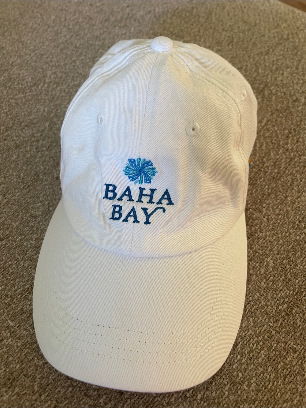 Baha Bay Women's White Baseball Cap with Teal Logo